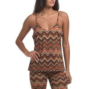 VENTI Brick Multi Made In Italy Lurex Chevron V-neck Tank